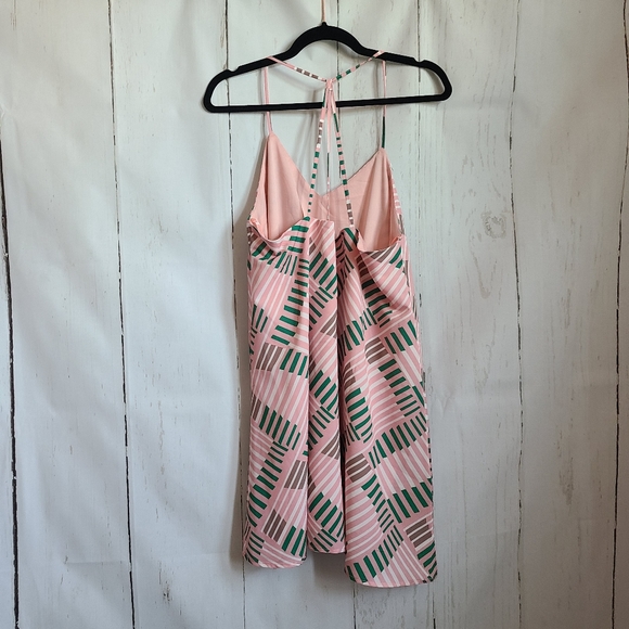 Loveriche halter mini dress pink & green retro v-neck racerback new Size small - Picture 5 of 6